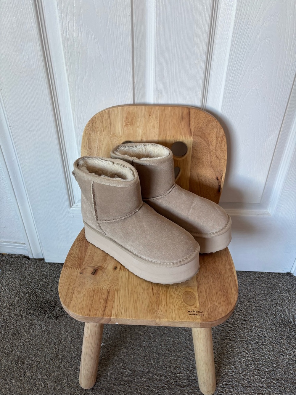 Kids Neutral Tan Faux-Suede Cozy Winter Boots